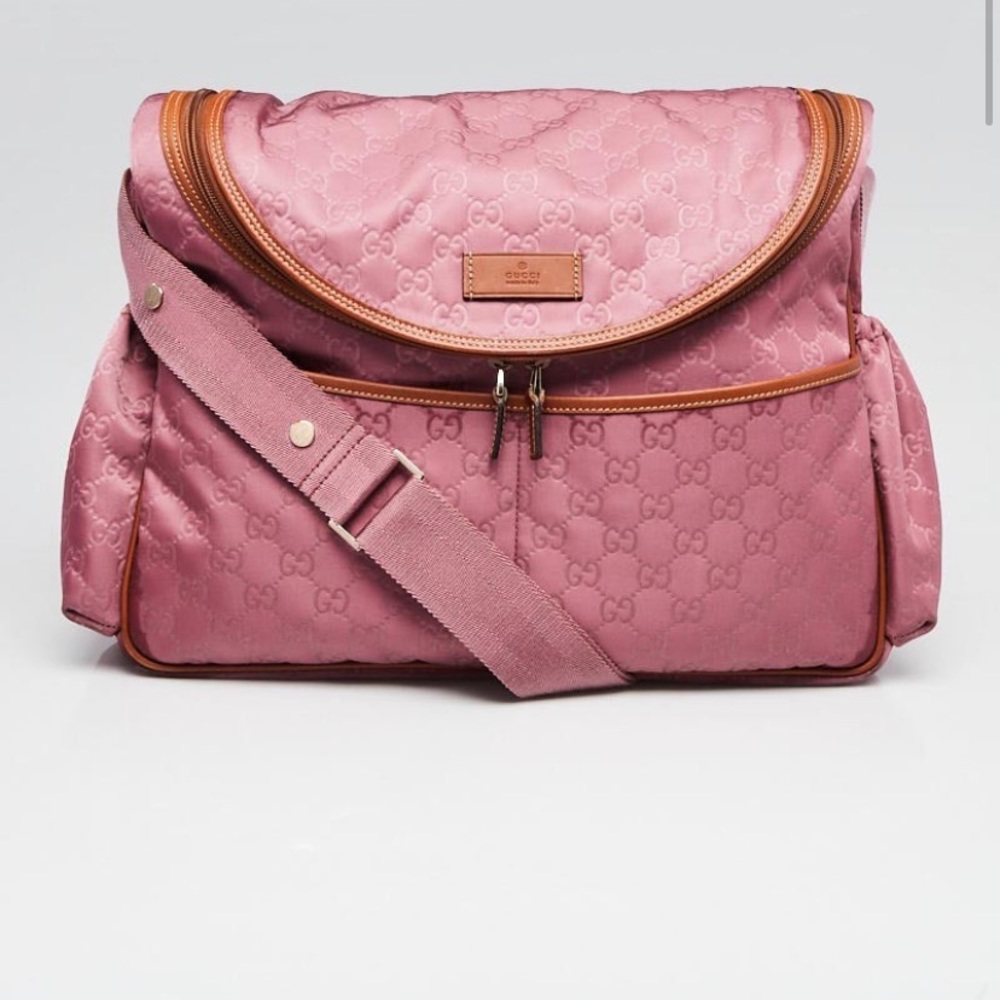Gucci Pink GG Nylon Diaper Bag